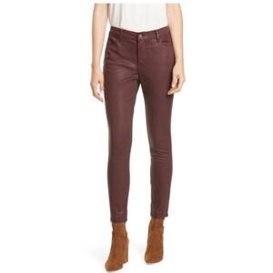 NWT Frame Le High Skinny High Rise Coated Jeans in Bordeaux-size 25